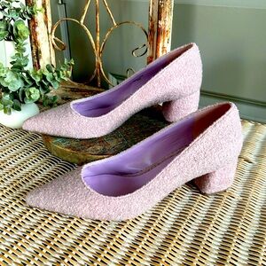 Kate Spade Madlyne Lavender Winter Wool Pumps Block Heel Pointed Toe Shoes 9.5